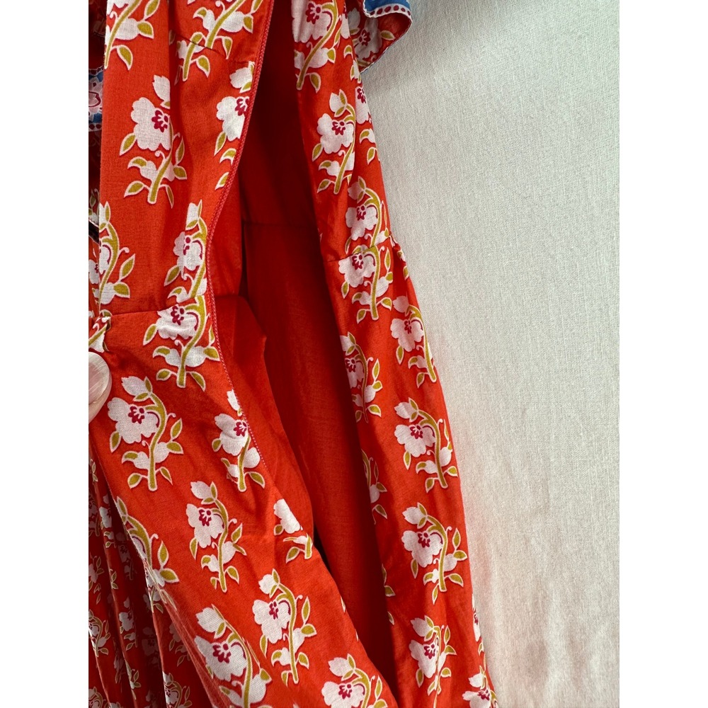 J.Crew Red Floral Tiered Maxi Dress Ruffle V-Neck Boho Cottagecore Womens 8 - Picture 9 of 15